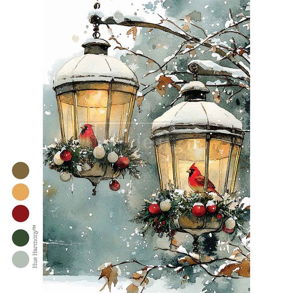 A4 Decoupage Fiber Cardinal Christmas