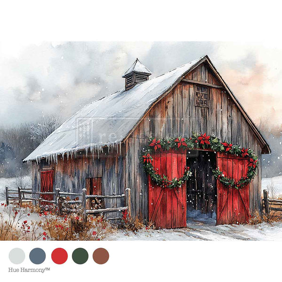 A4 Decoupage Fiber Cranberry Cabin