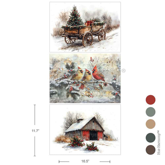 A3 Decoupage Fiber Pack Christmas in the Countryside
