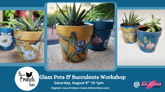 succulent plants in french Glam Pots & Succulent Workshop