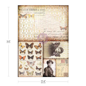 Finnabair A3 Decoupage Fiber Paper Southhampton Butterflies