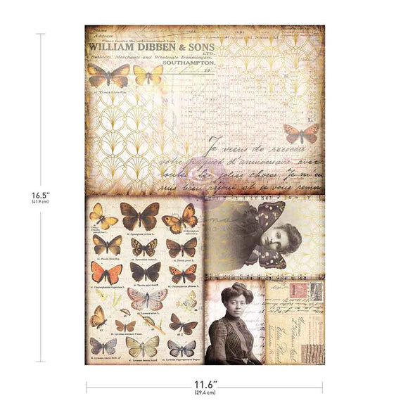 Finnabair A3 Decoupage Fiber Paper Southhampton Butterflies