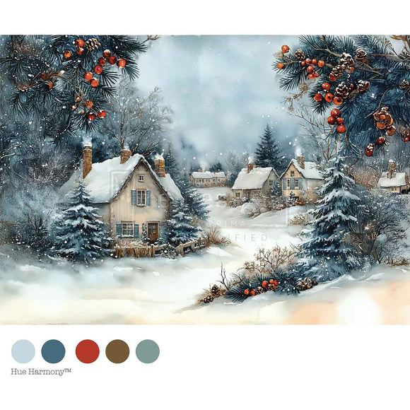 A4 Decoupage Fiber Winter Hearth